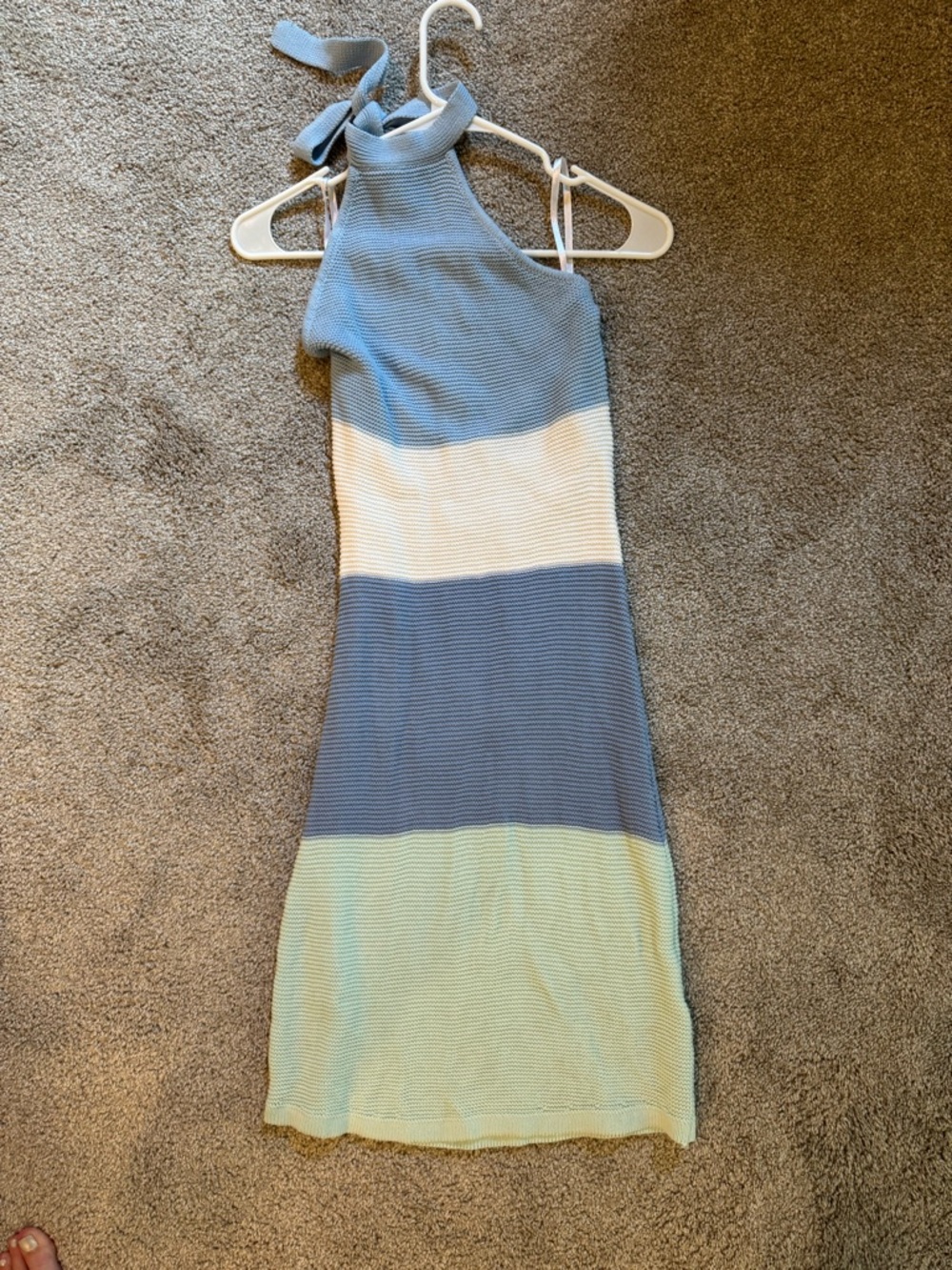 Sabo Skirt Blue White Colorblock Knit Dress